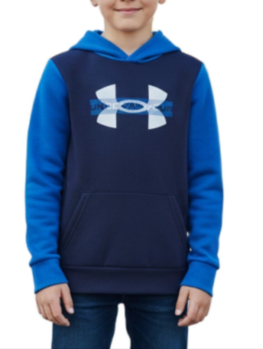 Under Armour Boys Navy & Royal Blue Logo Pullover Hoodie